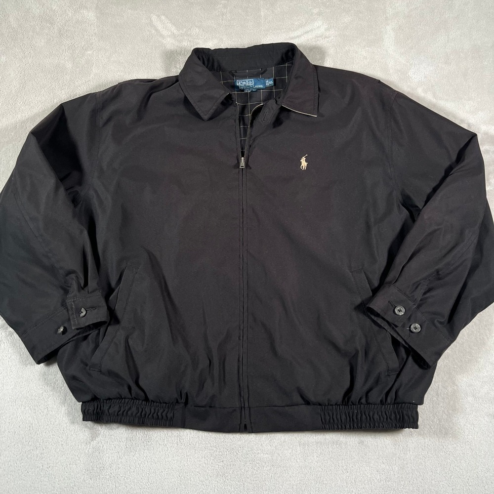 Polo Ralph Lauren Harrington Jacket Mens XL Black Full Zip Windbreaker Pony Logo